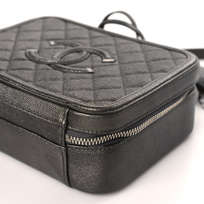 Chanel Metallic Caviar Quilted Medium CC Filigree Vanity Case Dark Silver 9 of 9