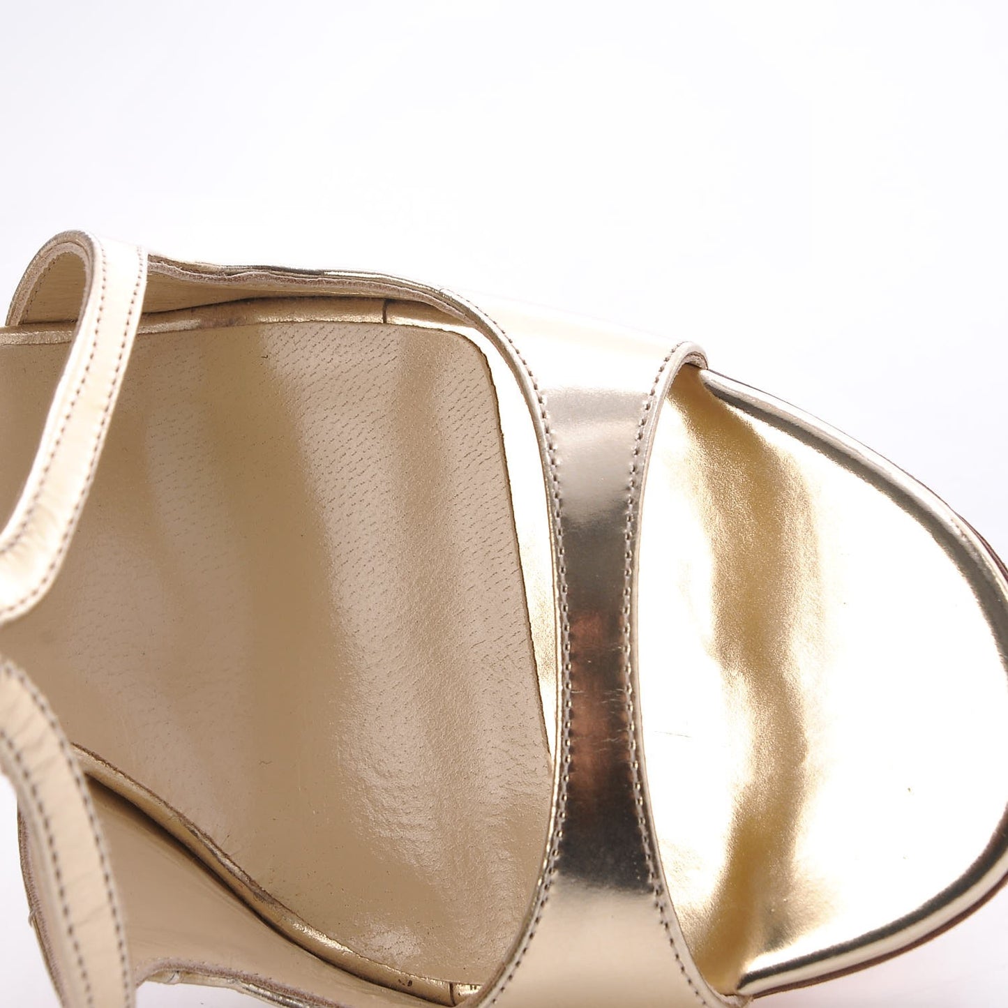 Mirror Calfskin Lang Sandals 38.5 Gold
