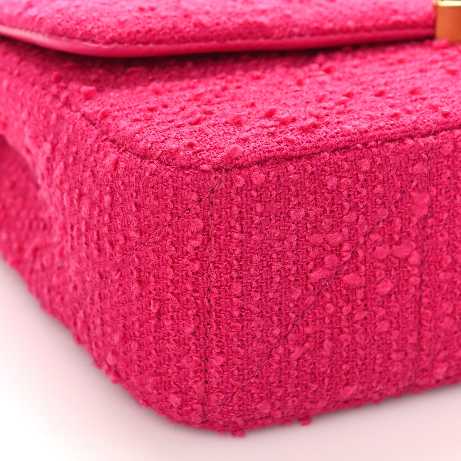 Saint Laurent Boucle Tweed Patchwork Monogram Medium Jamie Baguette Magenta 7 of 8