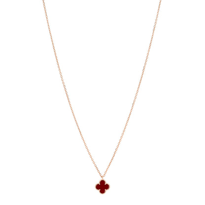 Van Cleef & Arpels 18K Rose Gold Carnelian Sweet Alhambra Pendant Necklace 1 of 6