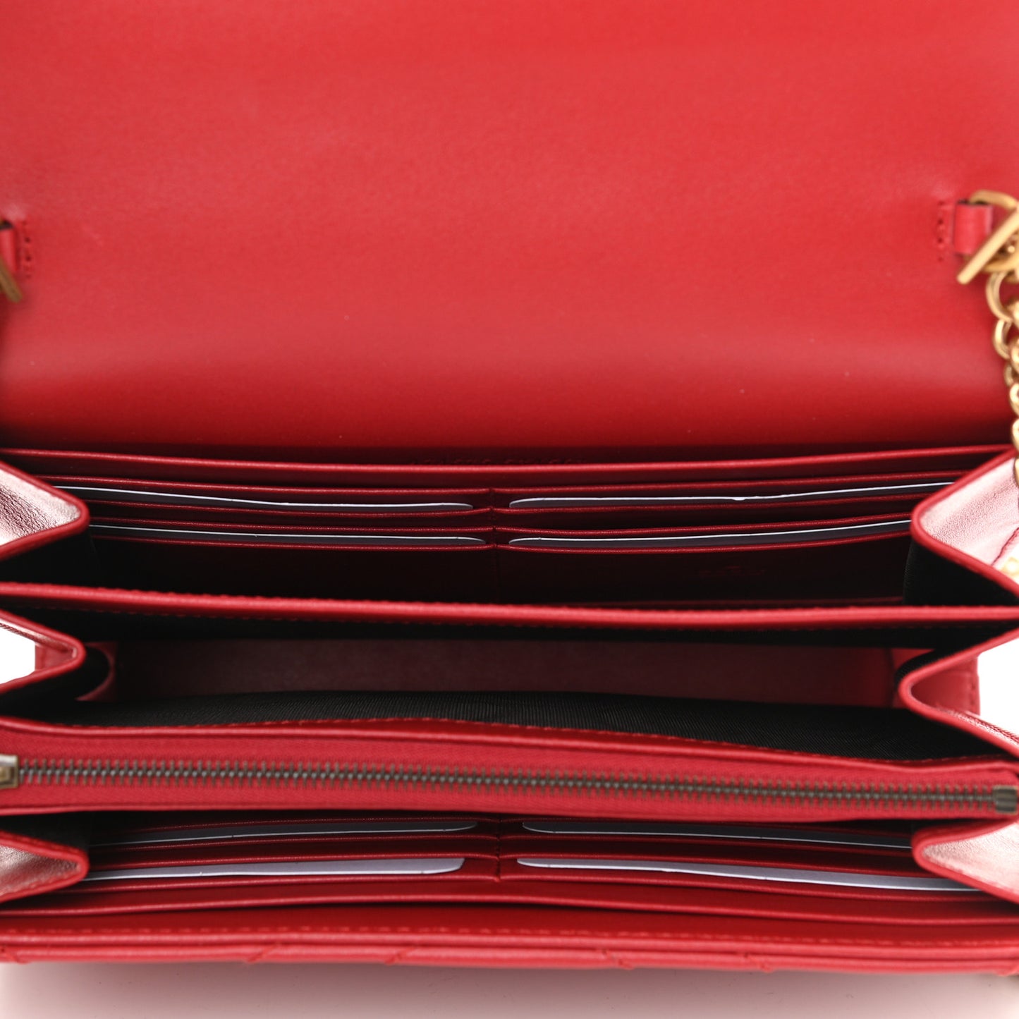 Calfskin Matelasse GG Marmont Chain Wallet Hibiscus Red