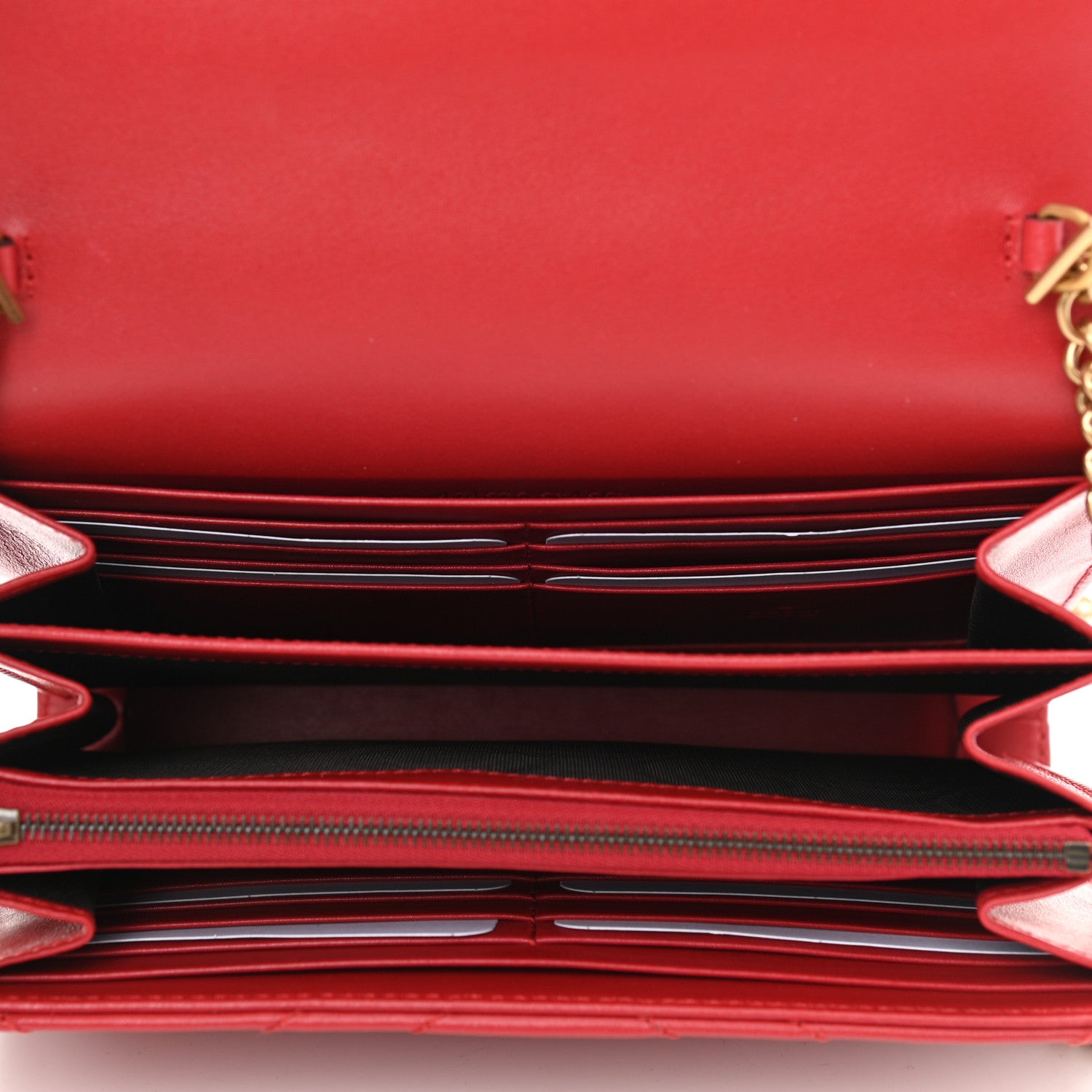 Gucci Calfskin Matelasse GG Marmont Chain Wallet Hibiscus Red 7 of 10