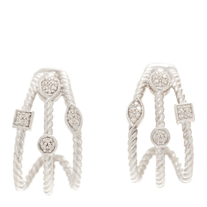 David Yurman Sterling Silver Diamond Confetti 3 Row Earrings 1 of 4