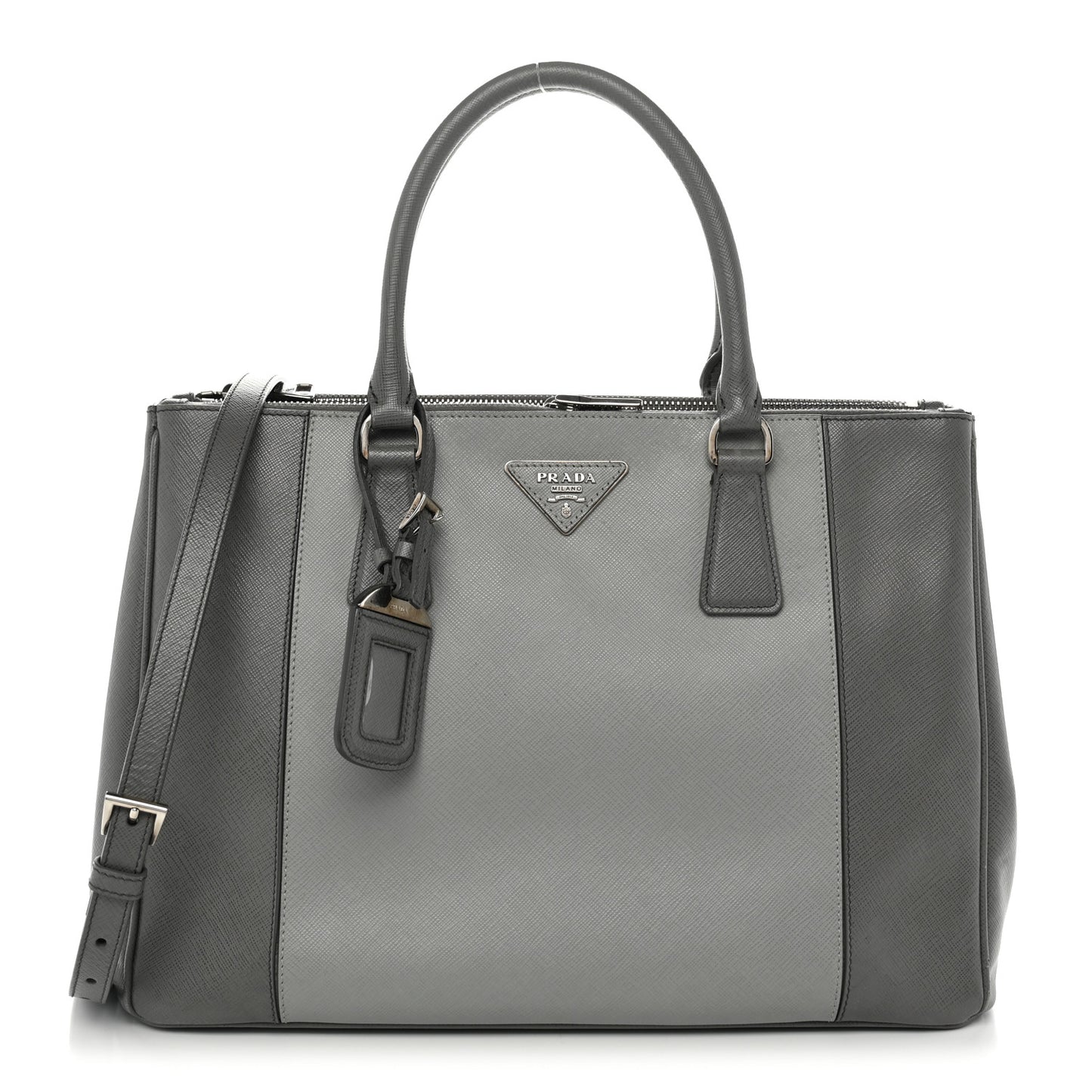 Saffiano Lux Colorblock Medium Galleria Double Zip Tote Marmo Nube