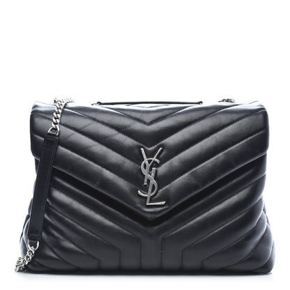 Saint Laurent Calfskin Y Quilted Monogram Medium Loulou Chain Satchel Black 1 of 12