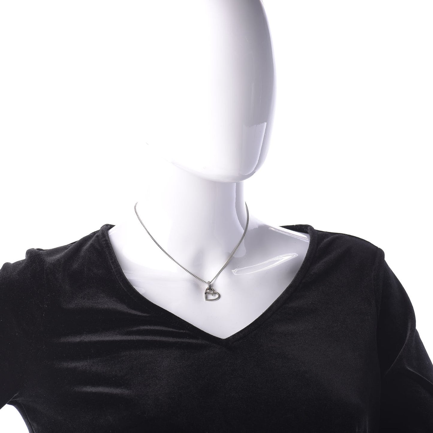 D Heart Charm Necklace Silver