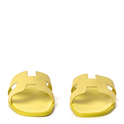 Hermes Epsom Oran Sandals 37.5 Jaune Pollen 2 of 10