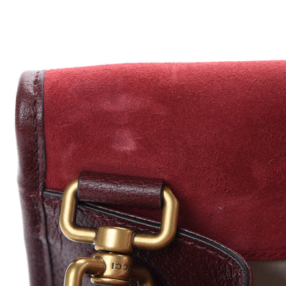 Gucci Suede Web Small Neo Vintage Double Flap Messenger Bag Romantic Cherry Chardonnay 14 of 15
