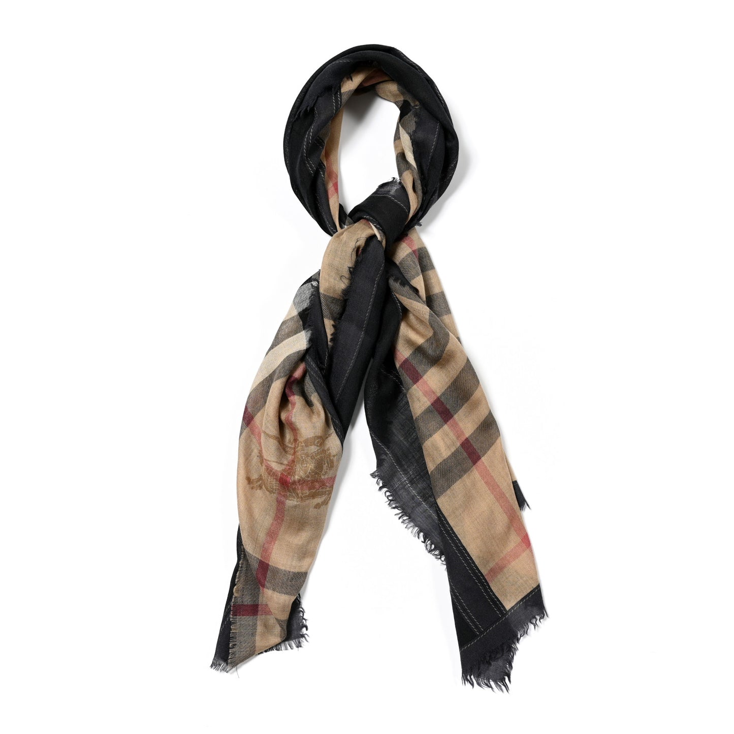 Modal Cashmere Haymarket Check Scarf Grey
