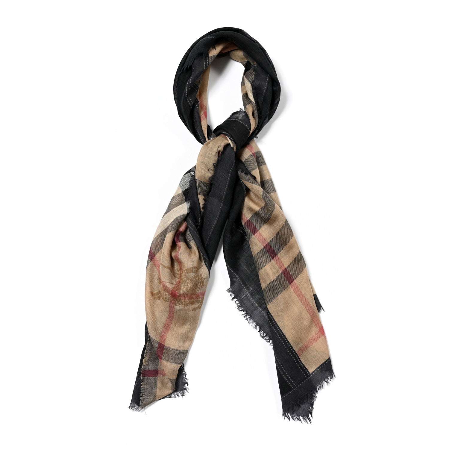 Burberry Modal Cashmere Haymarket Check Scarf Grey 1 of 5
