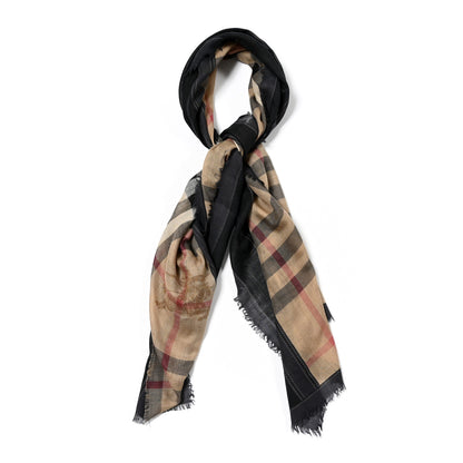 Burberry Modal Cashmere Haymarket Check Scarf Grey 1 of 5