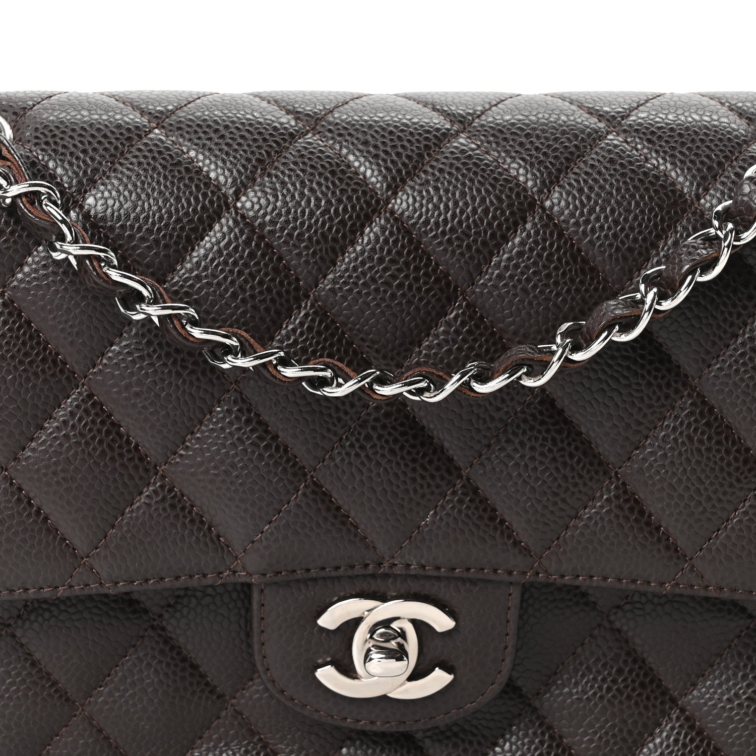 Chanel Caviar Quilted Medium Double Flap Brown 8 of 10