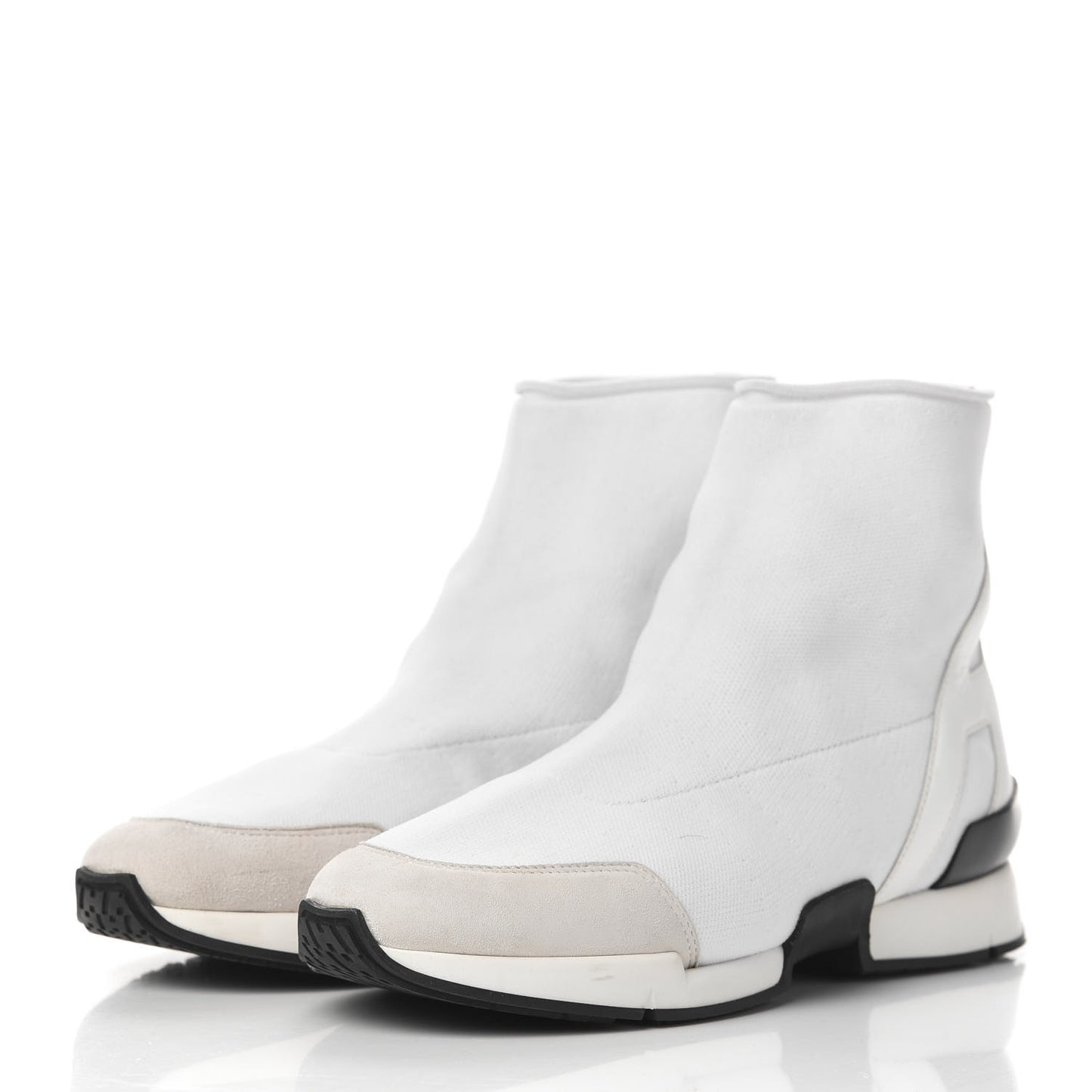 Mesh Calfskin Suede Soft Sneakers 37 White