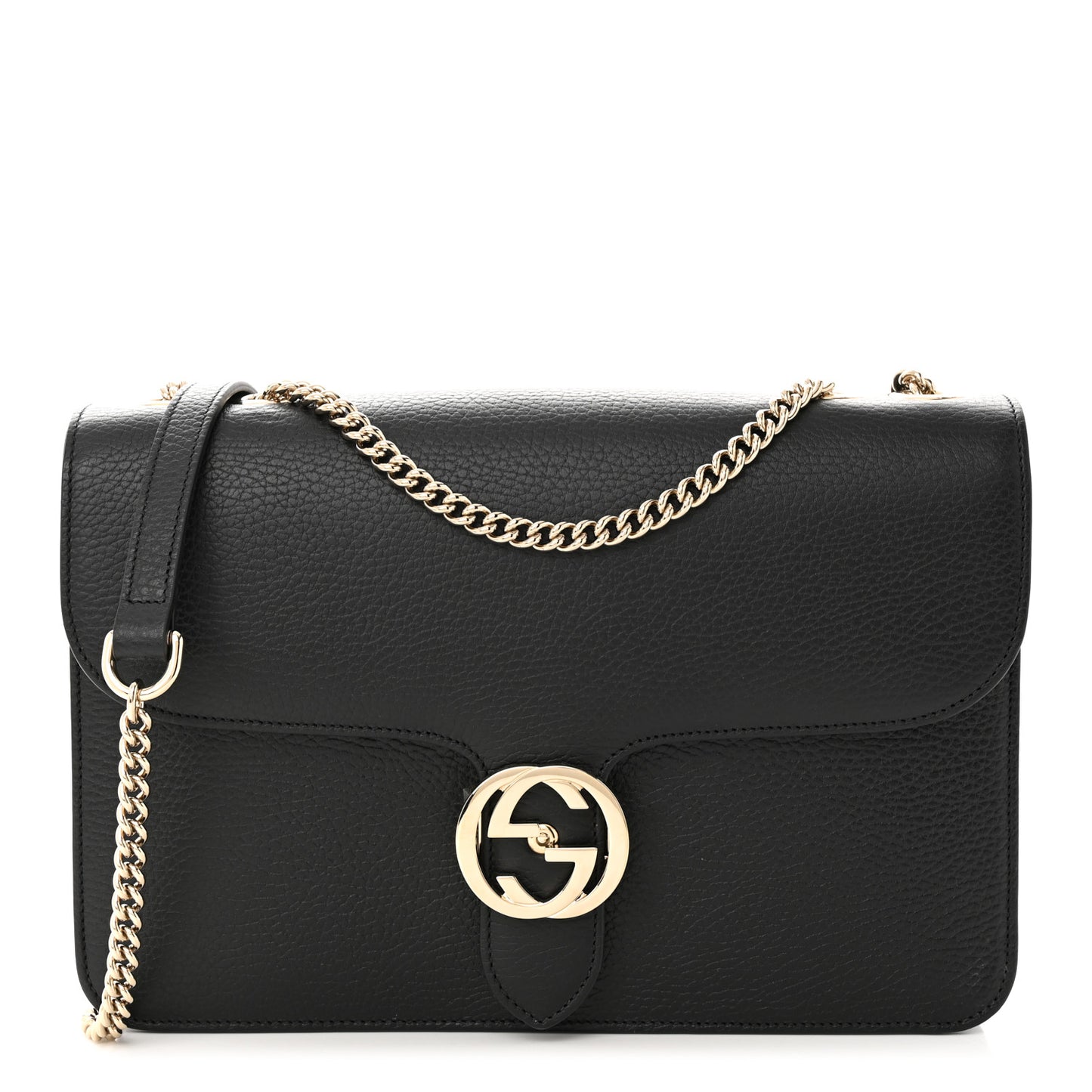 Dollar Calfskin Interlocking G Shoulder Bag Black