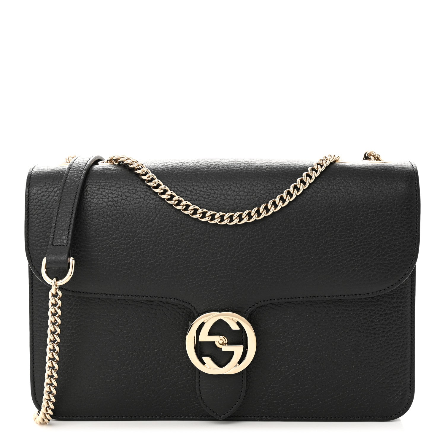 Gucci Dollar Calfskin Interlocking G Shoulder Bag Black 1 of 10