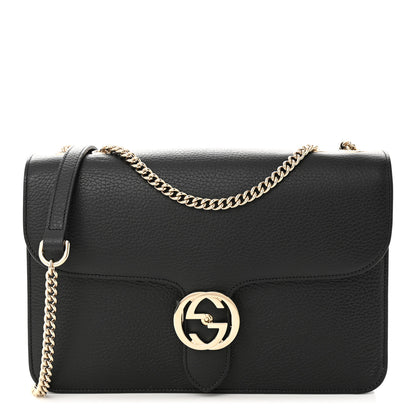 Gucci Dollar Calfskin Interlocking G Shoulder Bag Black 1 of 10
