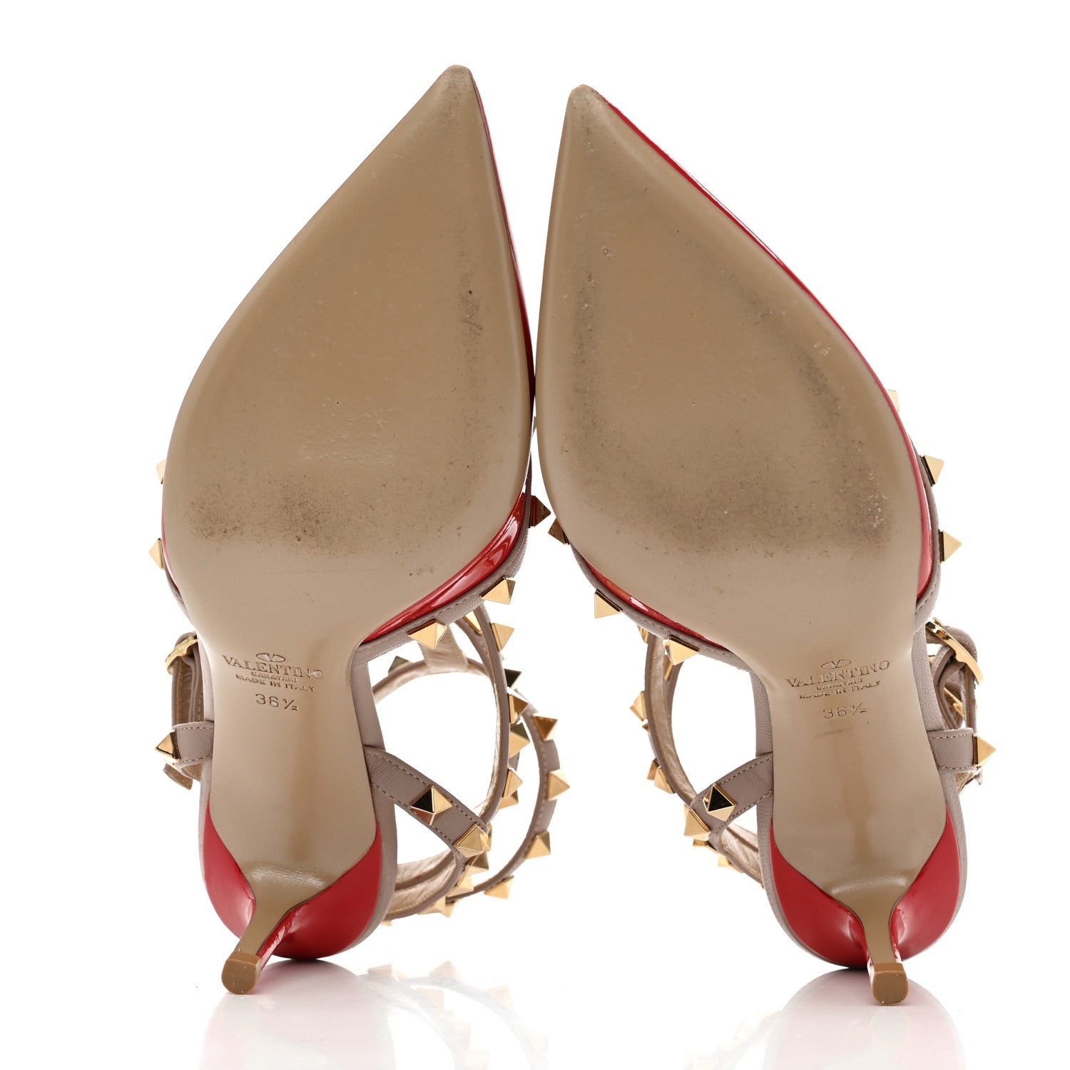 Valentino Garavani Patent Nappa Rockstud Ankle Strap 65mm Pumps 36.5 Rosso Valentino Poudre 5 of 10