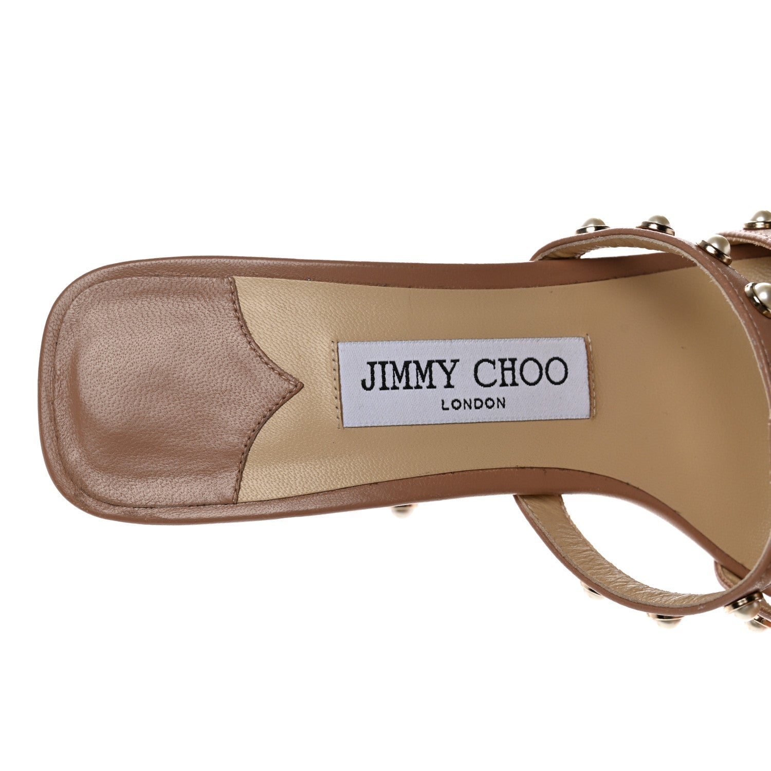 Jimmy Choo Calfskin Pearl Embellished Hazal 85 Mule Sandals 39.5 Ballet Pink 7 of 11