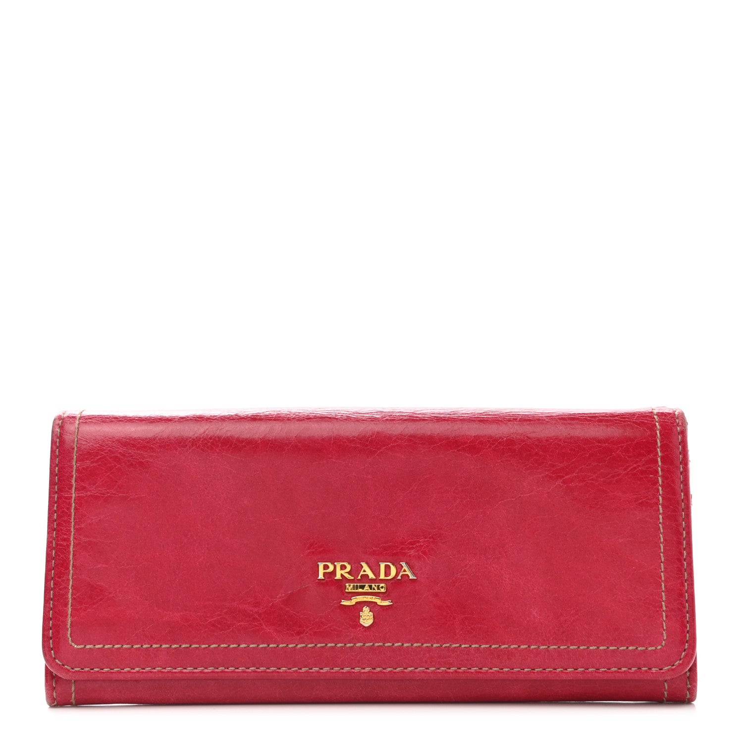 Prada Vitello Shine Zip Flap Wallet Rosso 1 of 9