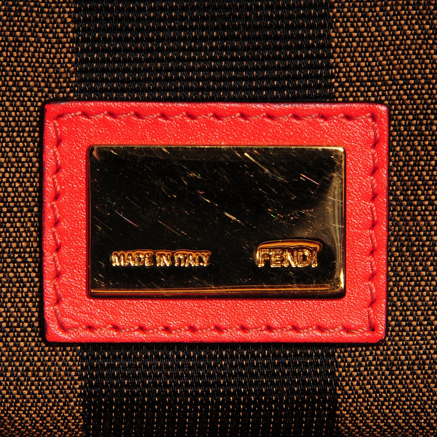 Fendi Vitello Morgan Fabric Jacquard Pequin Medium Peekaboo Iconic Satchel Papavero Tobacco Black 6 of 10