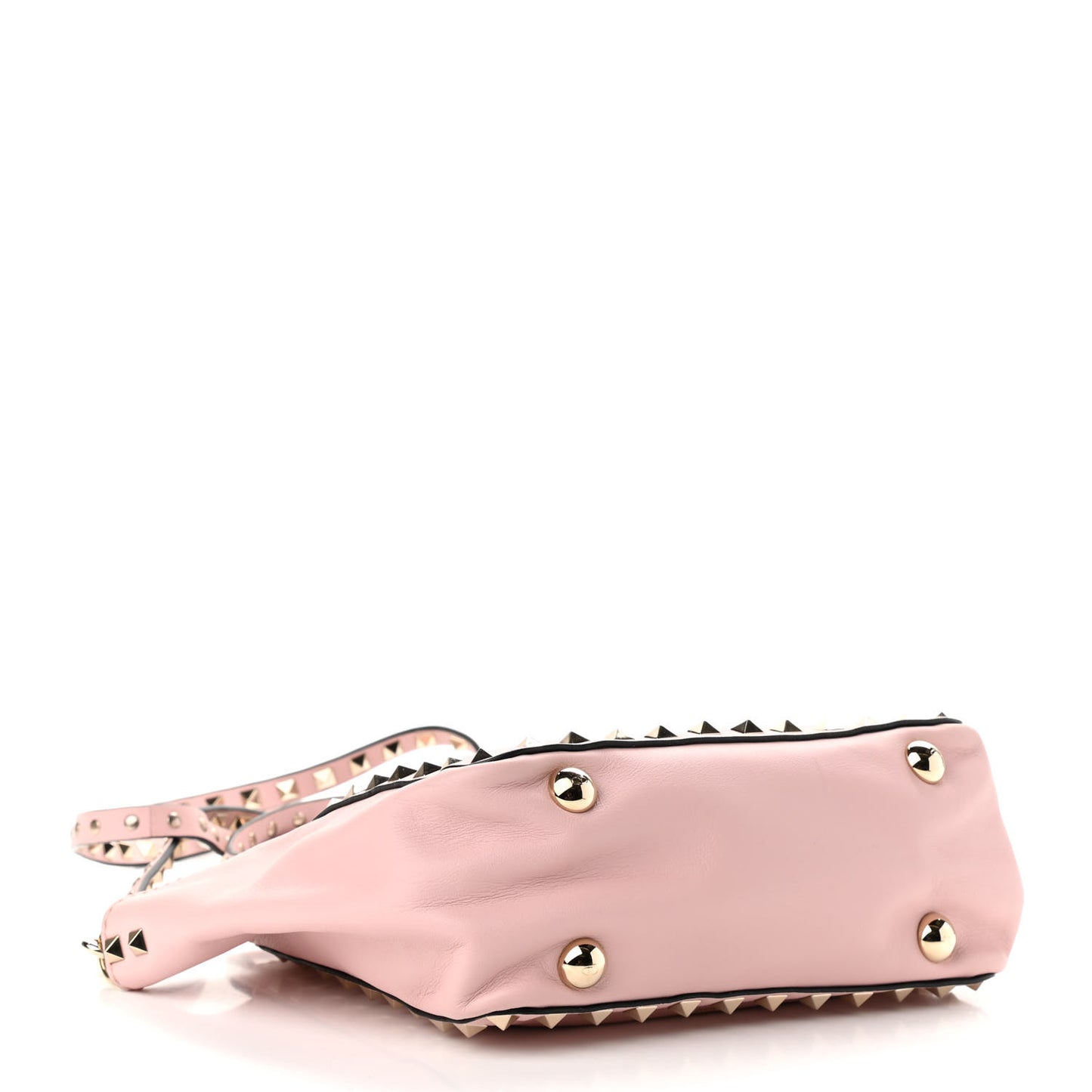Pebbled Calfskin Mini Rockstud Tote Water Rose