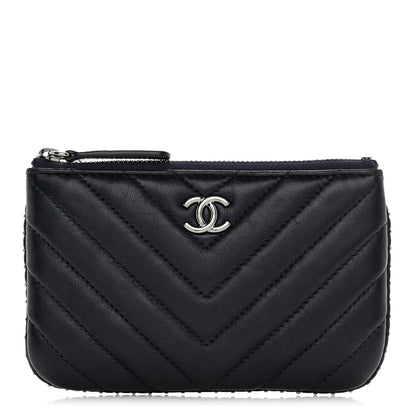 Chanel Lambskin Chevron Quilted Studded Small Cosmetic Case Black 1 of 11