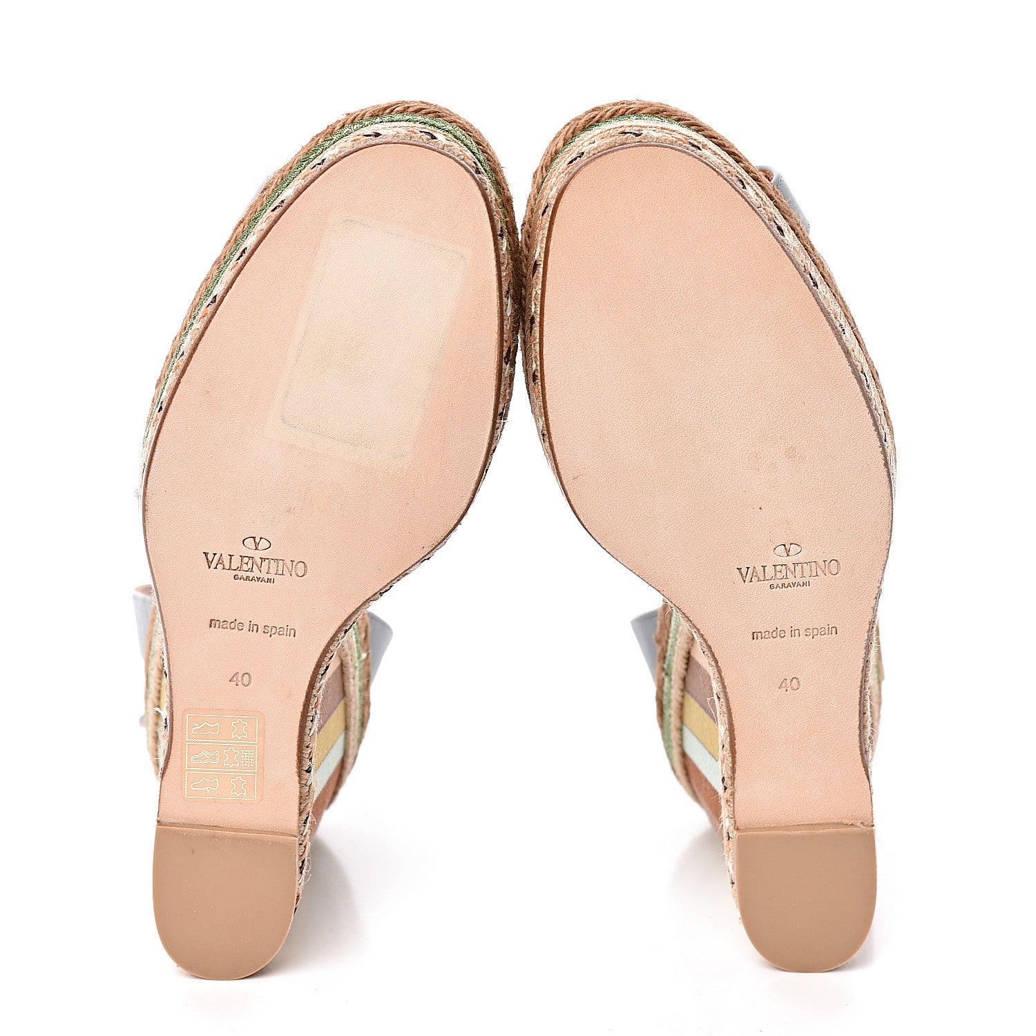 Valentino Garavani Calfskin Canvas Native Couture 1975 Espadrille Wedge Sandals 40 Sky Sorbet Multicolor 7 of 10