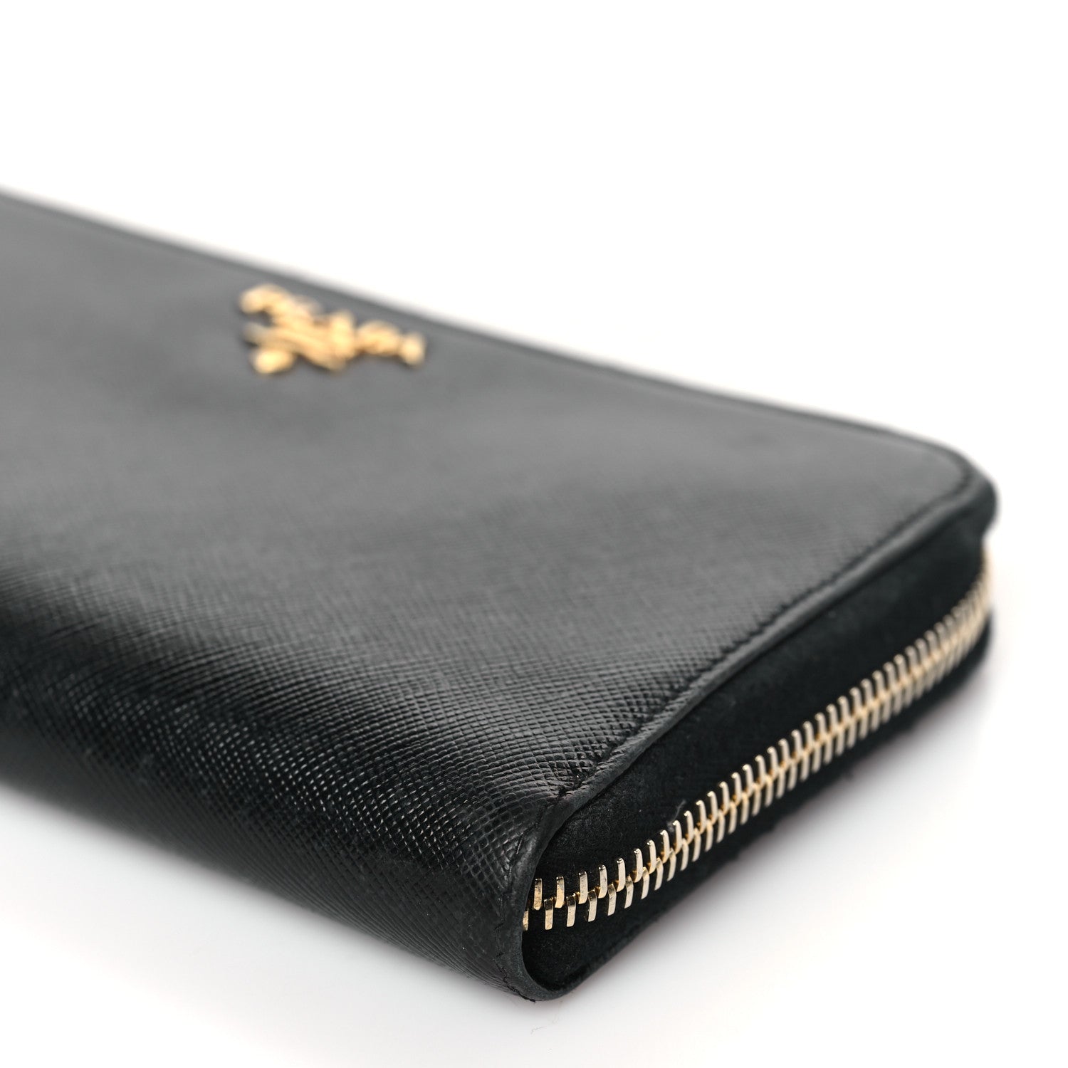 Prada Saffiano Metal Zip Around Wallet Black 8 of 10
