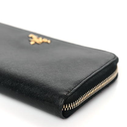 Prada Saffiano Metal Zip Around Wallet Black 8 of 10