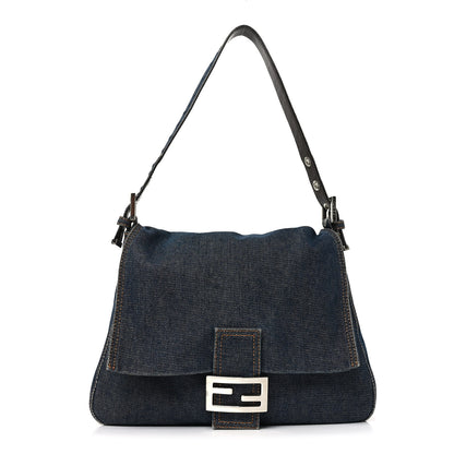 Fendi Denim Mama Baguette Blue 1 of 9