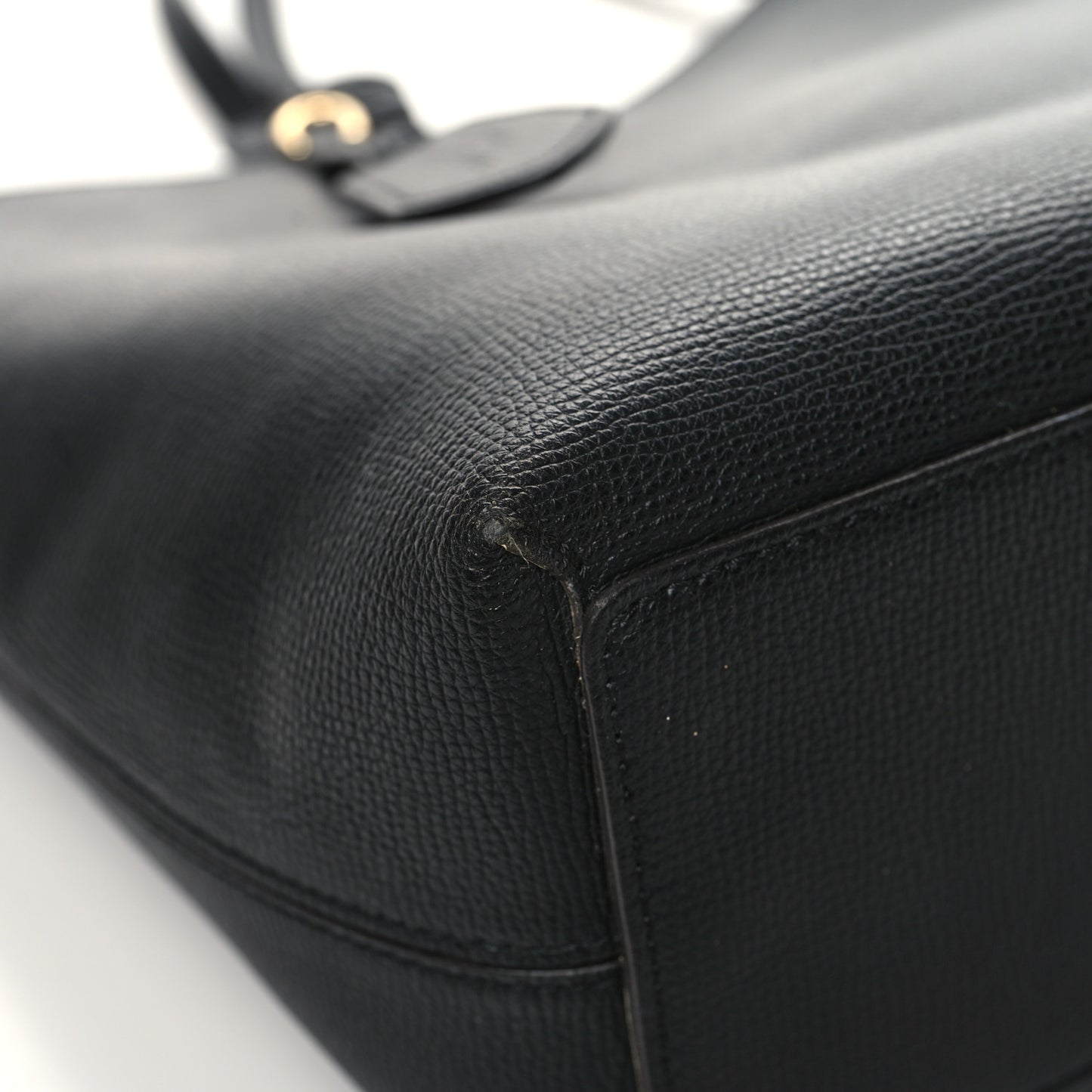 Grainy Calfskin Haymarket Check Medium Reversible Tote Black