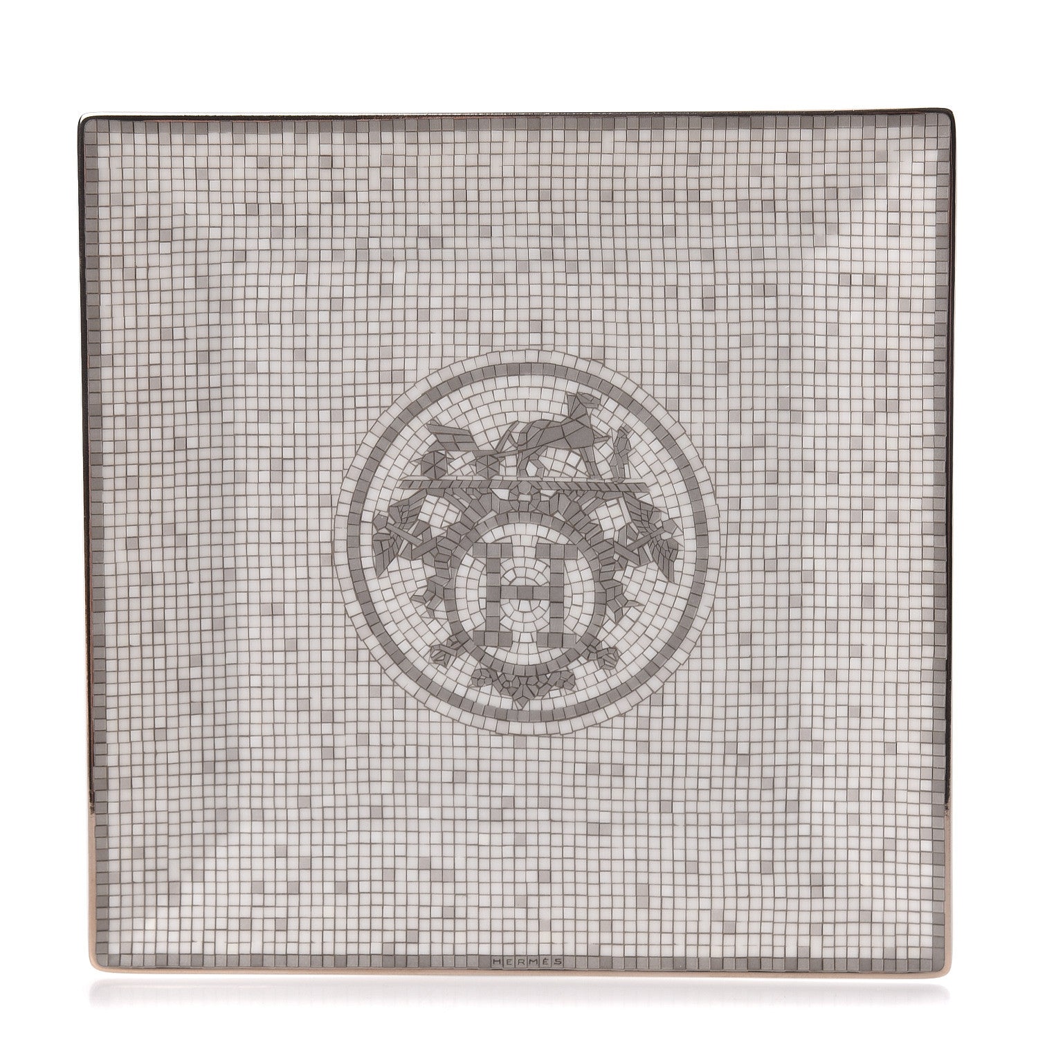 Hermes Porcelain Mosaique au 24 Square Plate Platinum 1 of 7