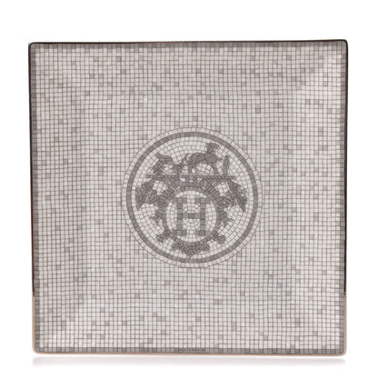 Hermes Porcelain Mosaique au 24 Square Plate Platinum 1 of 7