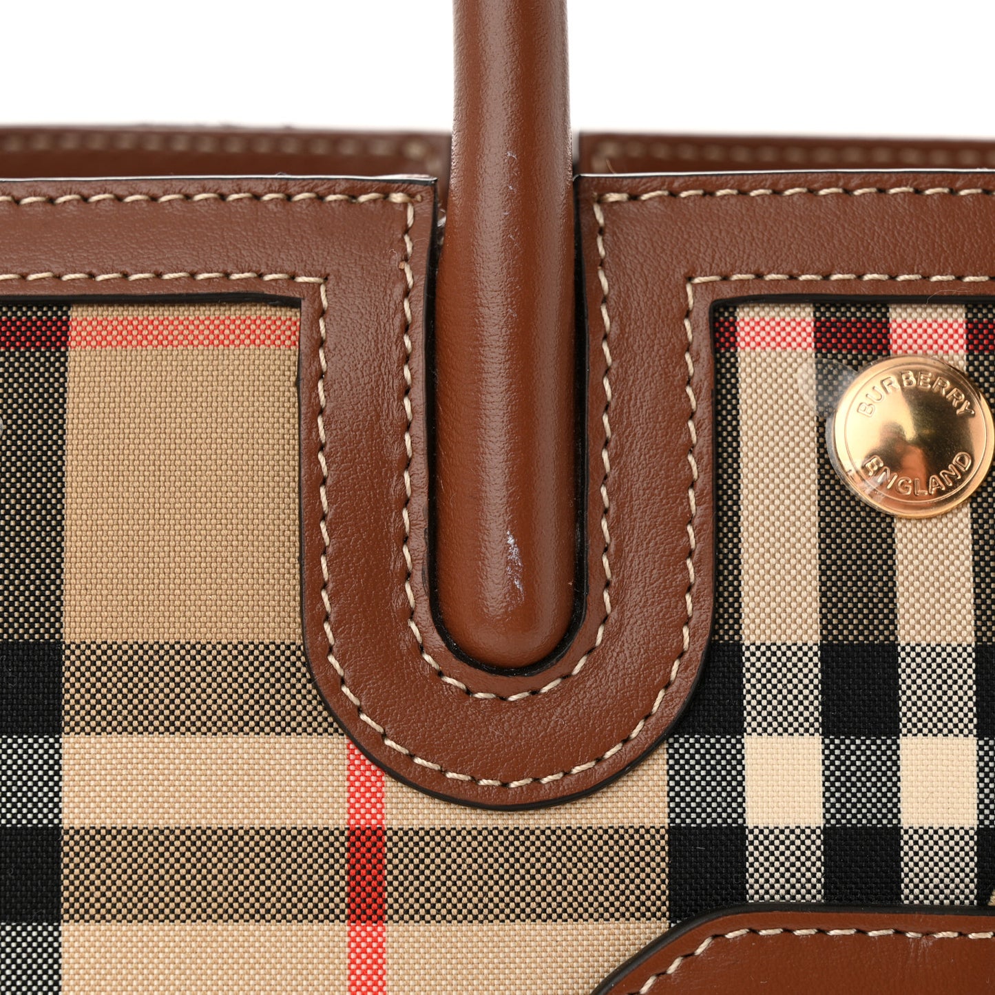 Calfskin Vintage Check Mini Two Handle Title Bag Archive Beige