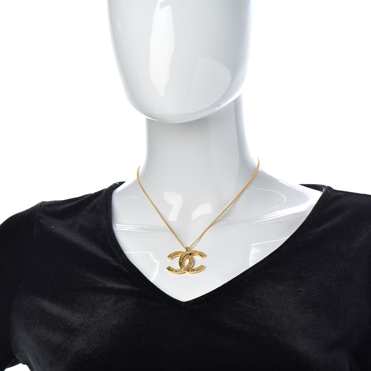 Chanel Metal CC Paris Button Necklace Gold 2 of 5