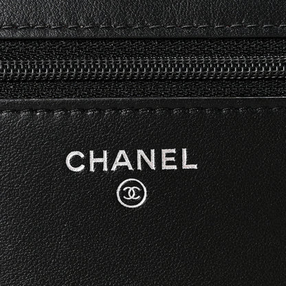 Chanel Aged Calfskin Quilted Gabrielle Wallet On Chain WOC White Black 6 of 14