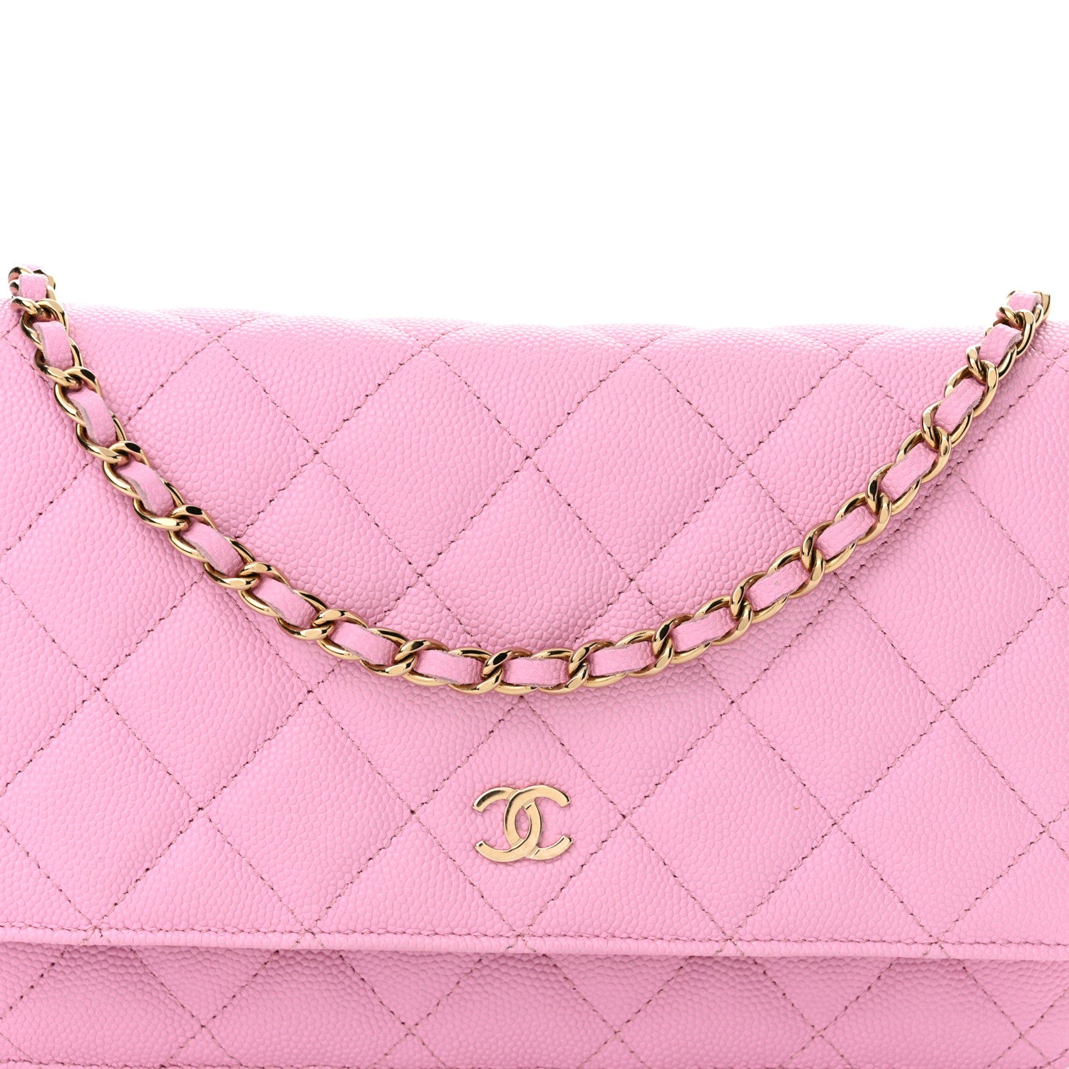 Chanel Caviar Quilted Wallet on Chain WOC Pink 9 of 12