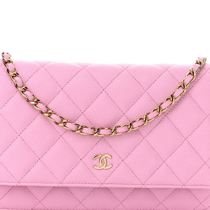 Chanel Caviar Quilted Wallet on Chain WOC Pink 9 of 12