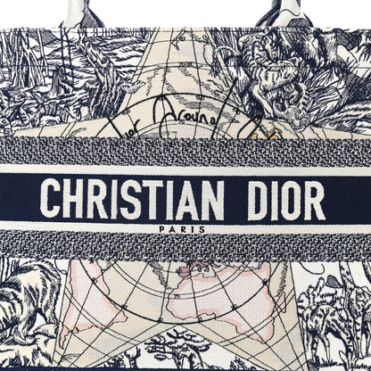 Christian Dior Canvas Embroidered Medium Around The World Book Tote Blue 8 of 10