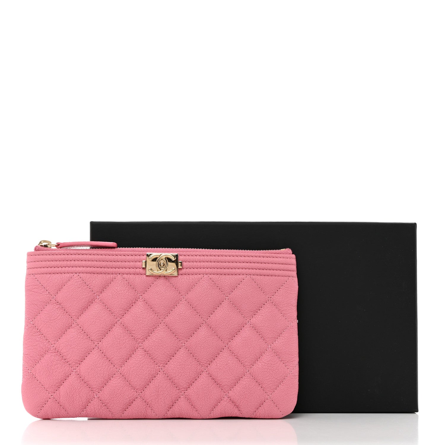 Chanel Caviar Quilted Small Boy Cosmetic Case Pink 8 of 8