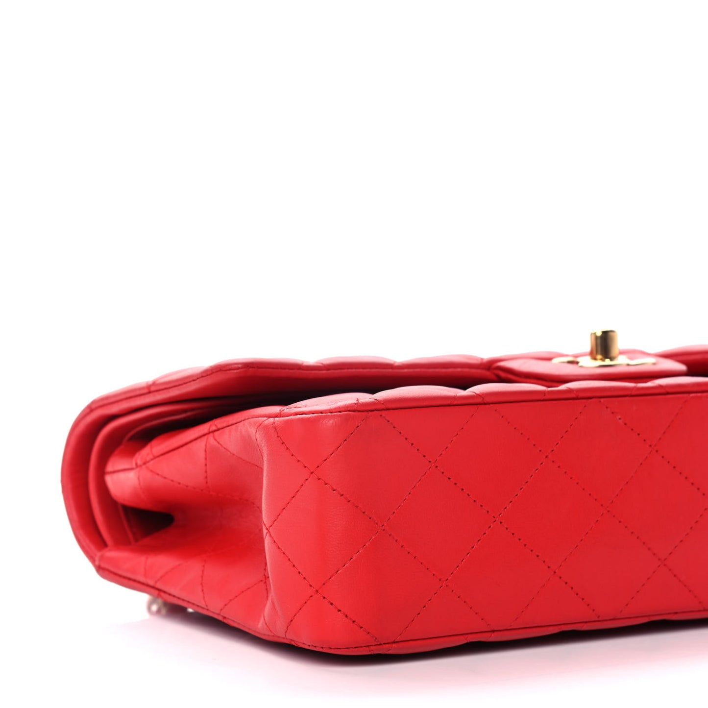 Lambskin Quilted Medium Double Flap Red