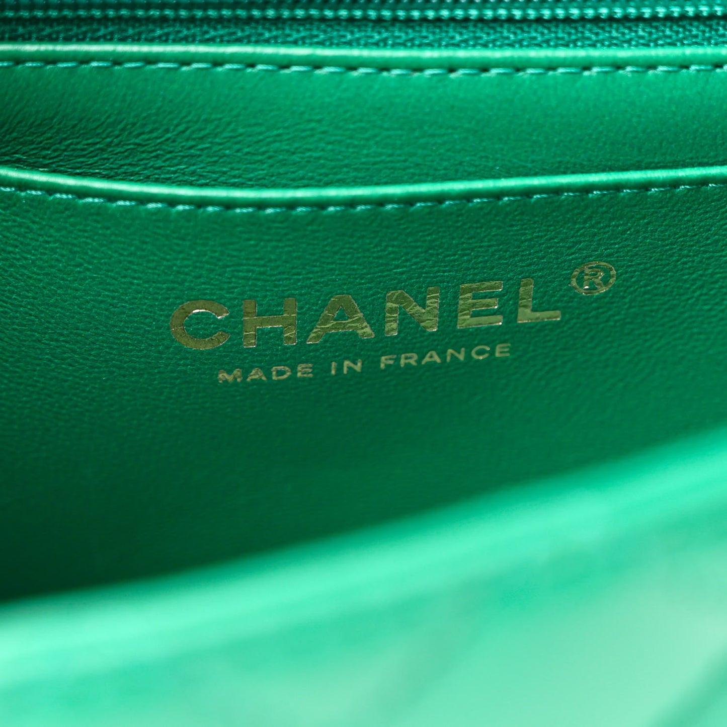 Lambskin Quilted Mini Top Handle Rectangular Flap Green