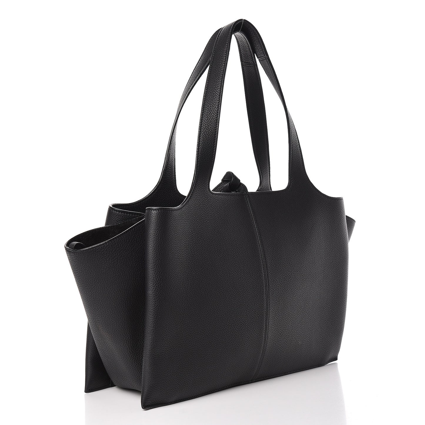 Baby Grained Calfskin Medium Tri-Fold Bag Black