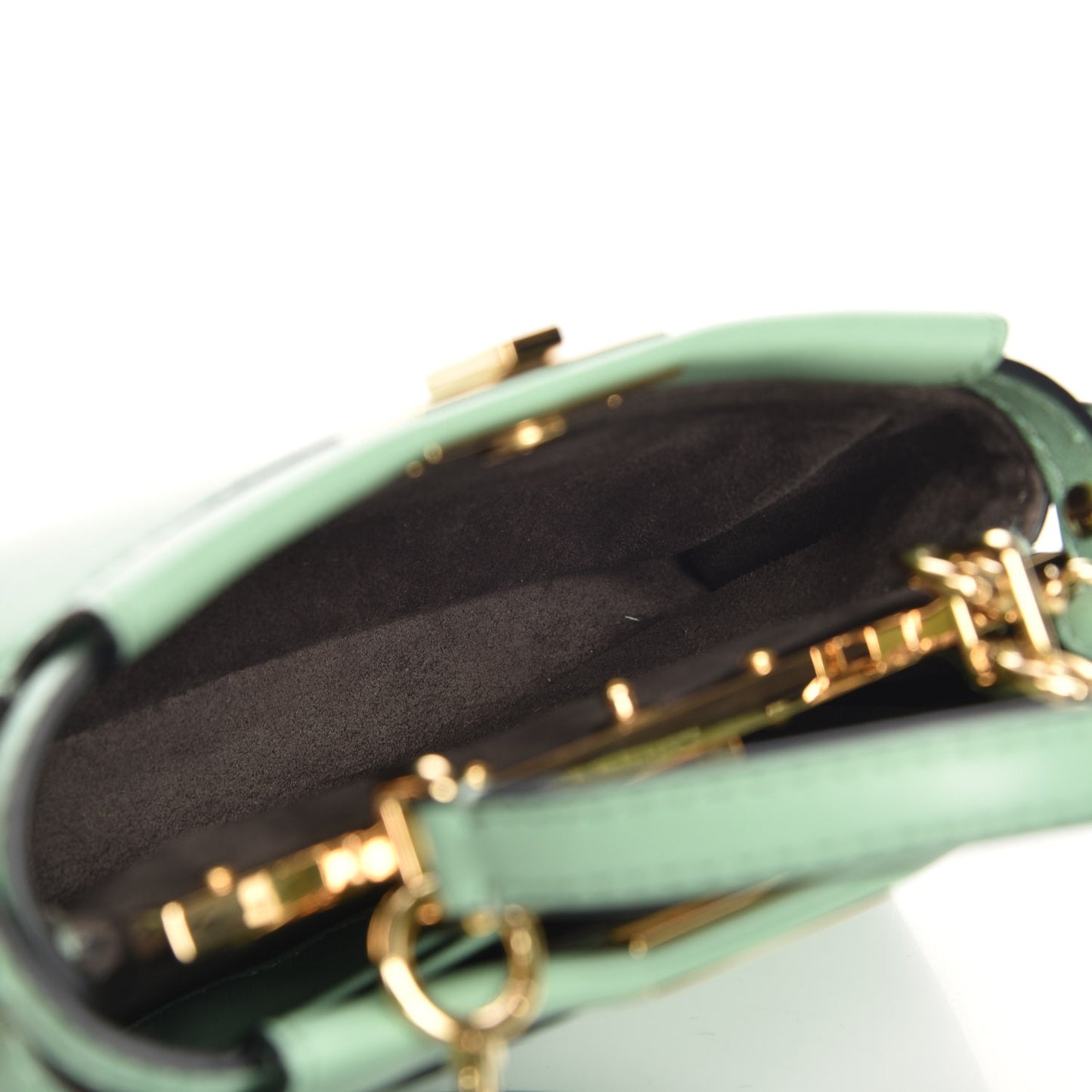 Shiny Nappa Micro Peekaboo Iconic Satchel Verde Acqua