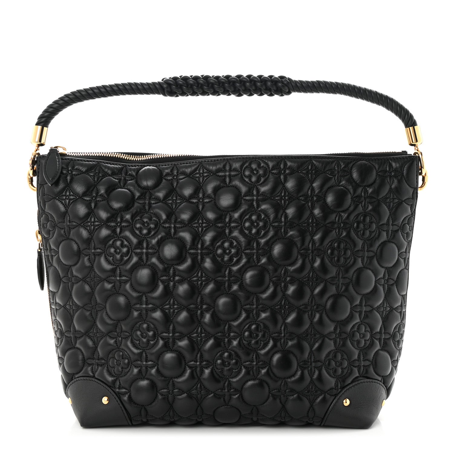 Louis Vuitton Lambskin Quilted Flowers Triangle Softy Black 1 of 10