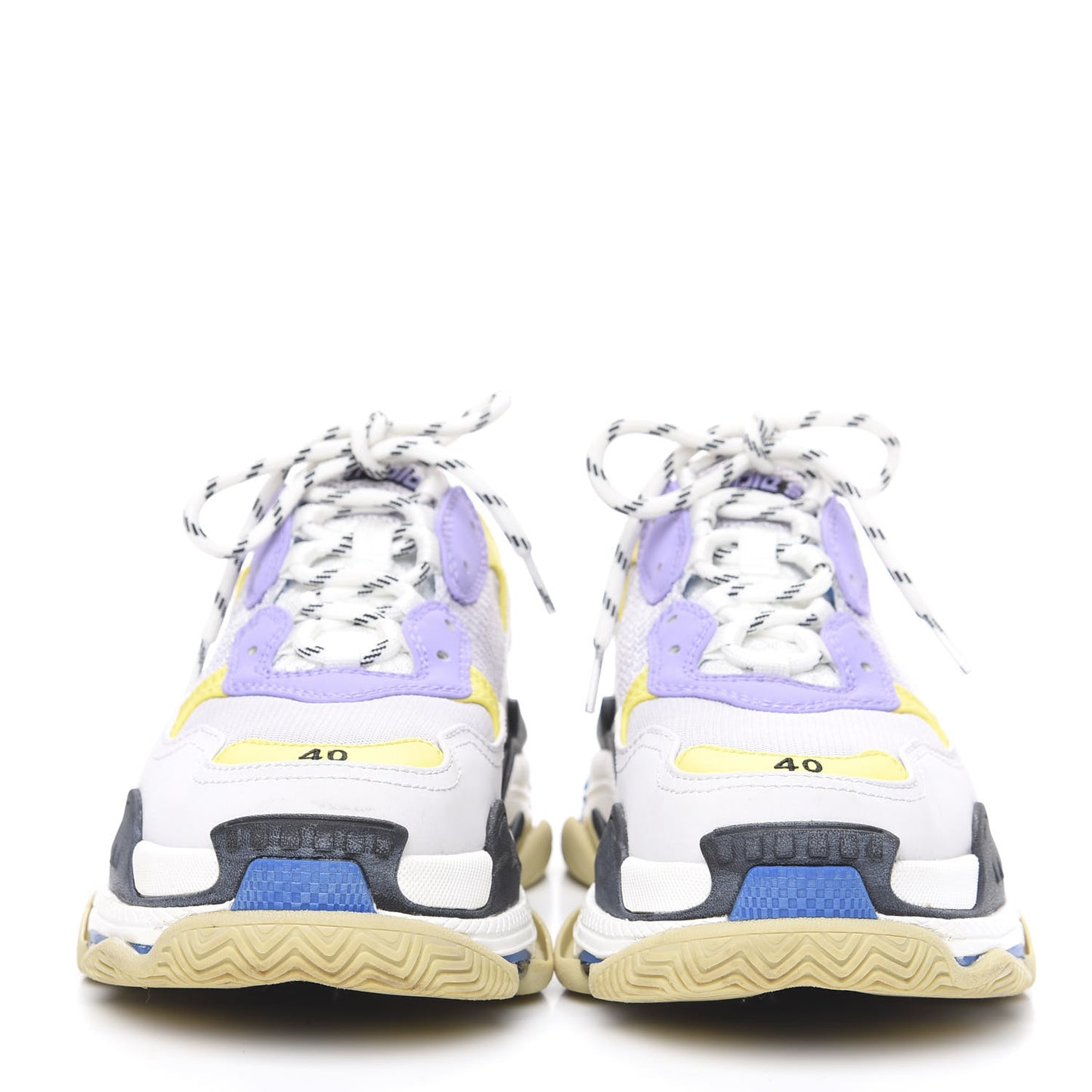 Fabric Mesh Womens Triple S Sneakers 40 White Purple Yellow