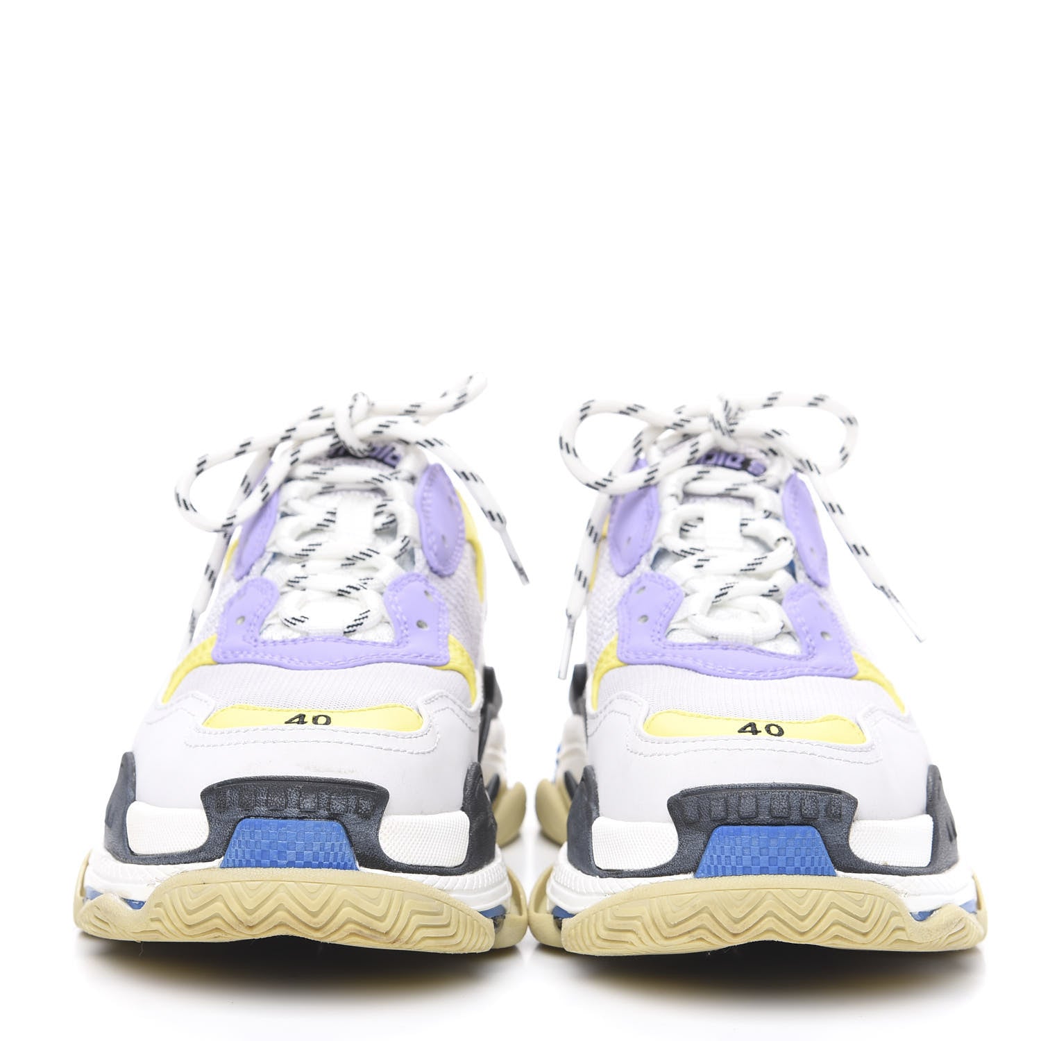 Balenciaga Fabric Mesh Womens Triple S Sneakers 40 White Purple Yellow 2 of 13