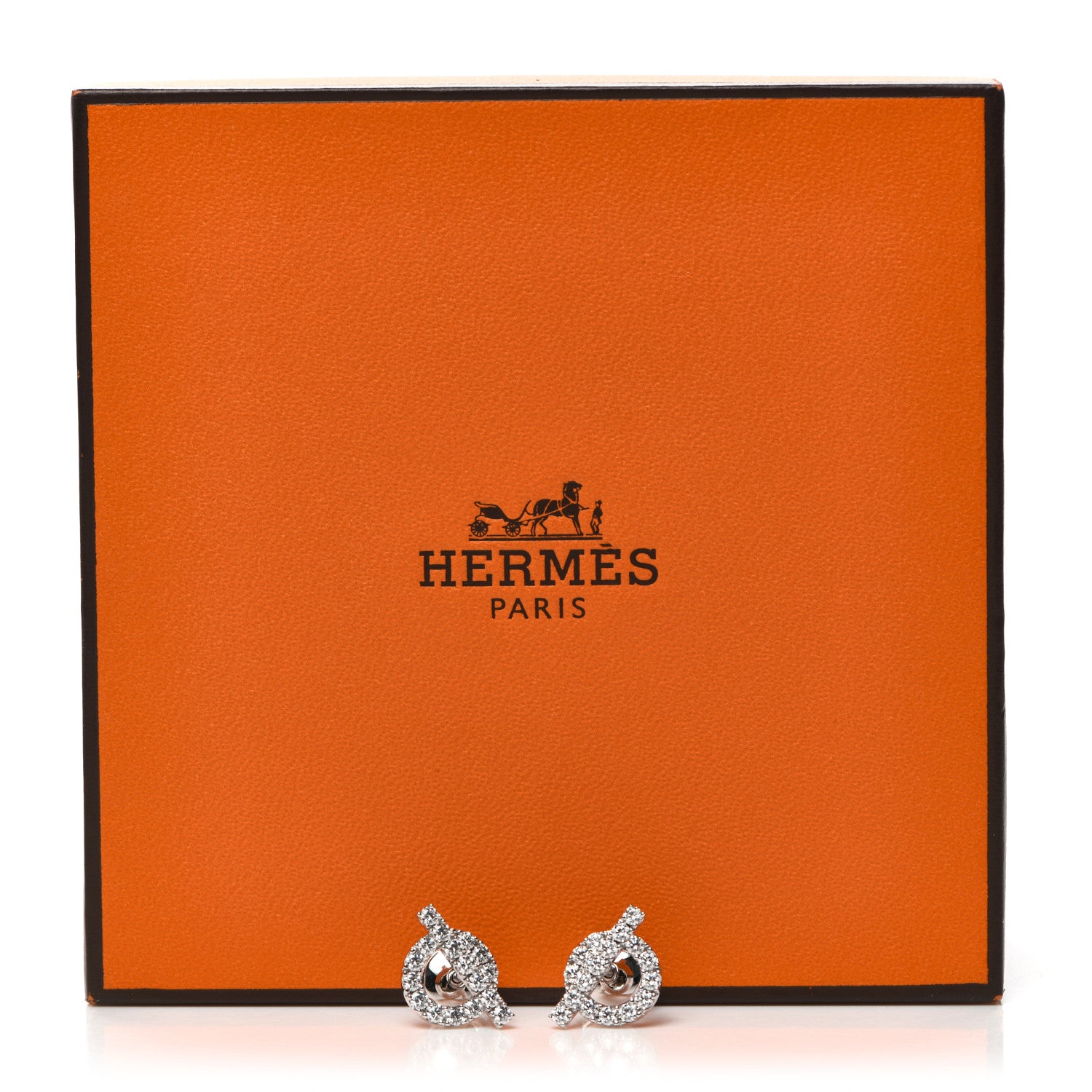 Hermes 18K White Gold Diamond Finesse Earrings 5 of 5