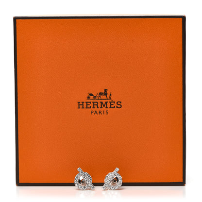 Hermes 18K White Gold Diamond Finesse Earrings 5 of 5