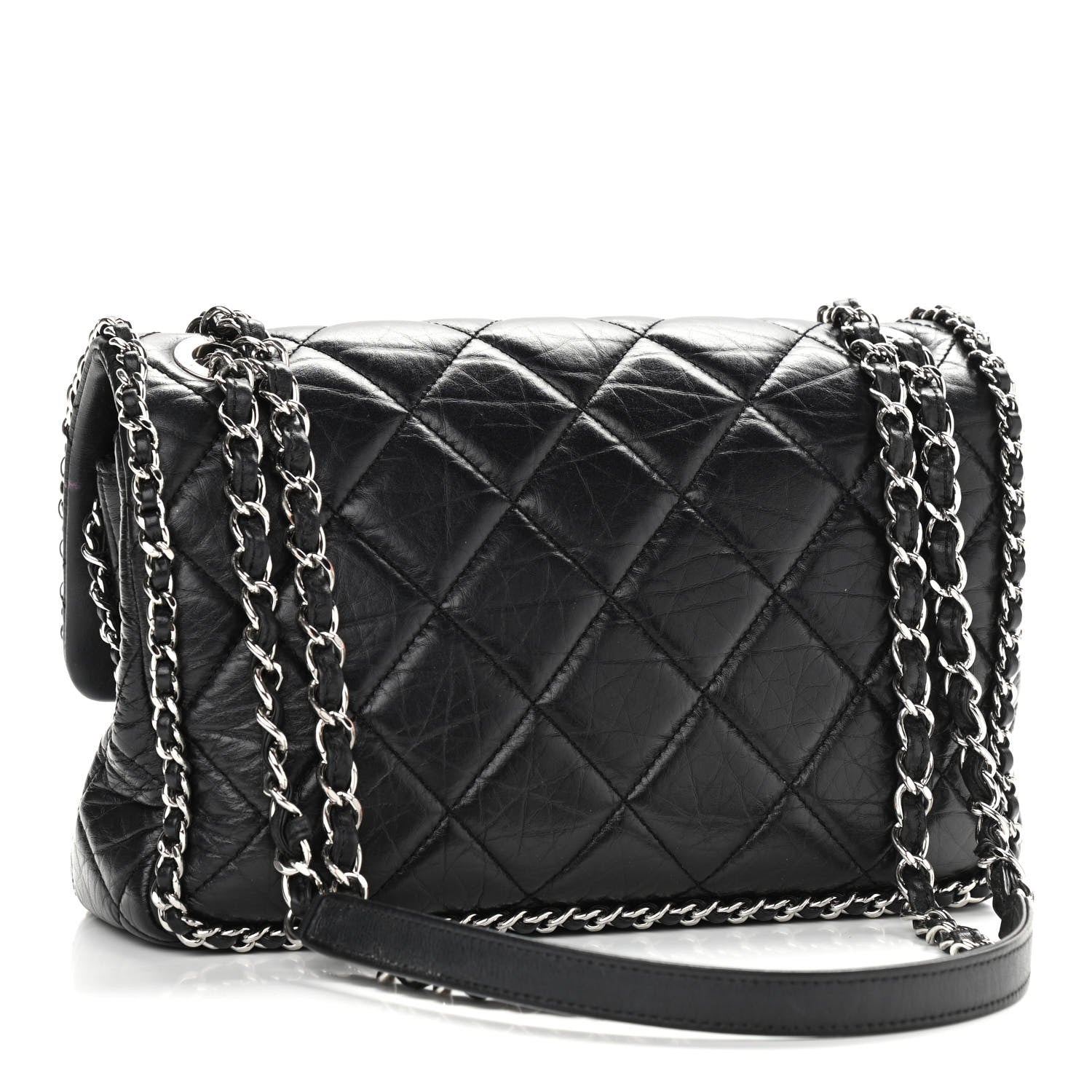 Chanel Crumpled Calfskin Medium Chain All Over Flap Black 3 of 12